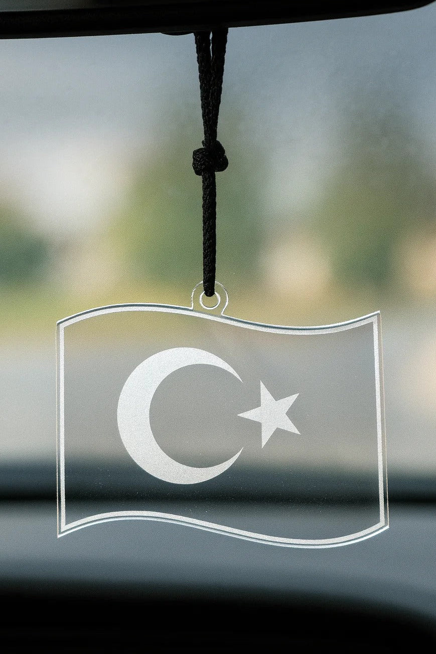 Türkei Transparent Autospiegel Anhänger + Kette Türkiye Türk ca. 6x7cm