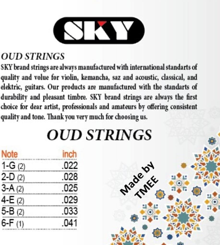 Komplettes Set mit 11 Oud Saiten aus Nylon, versilbert UD