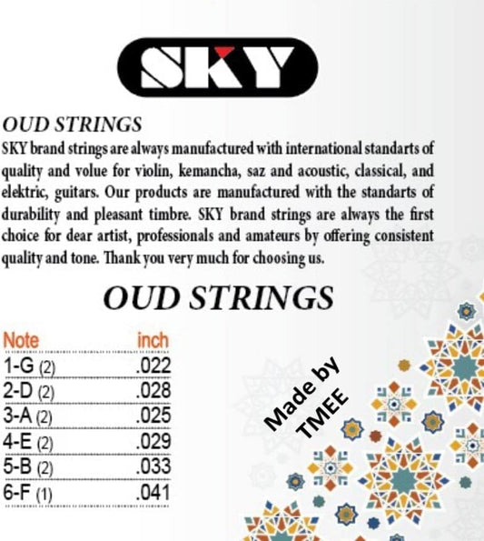 Komplettes Set mit 11 Oud Saiten aus Nylon, versilbert UD