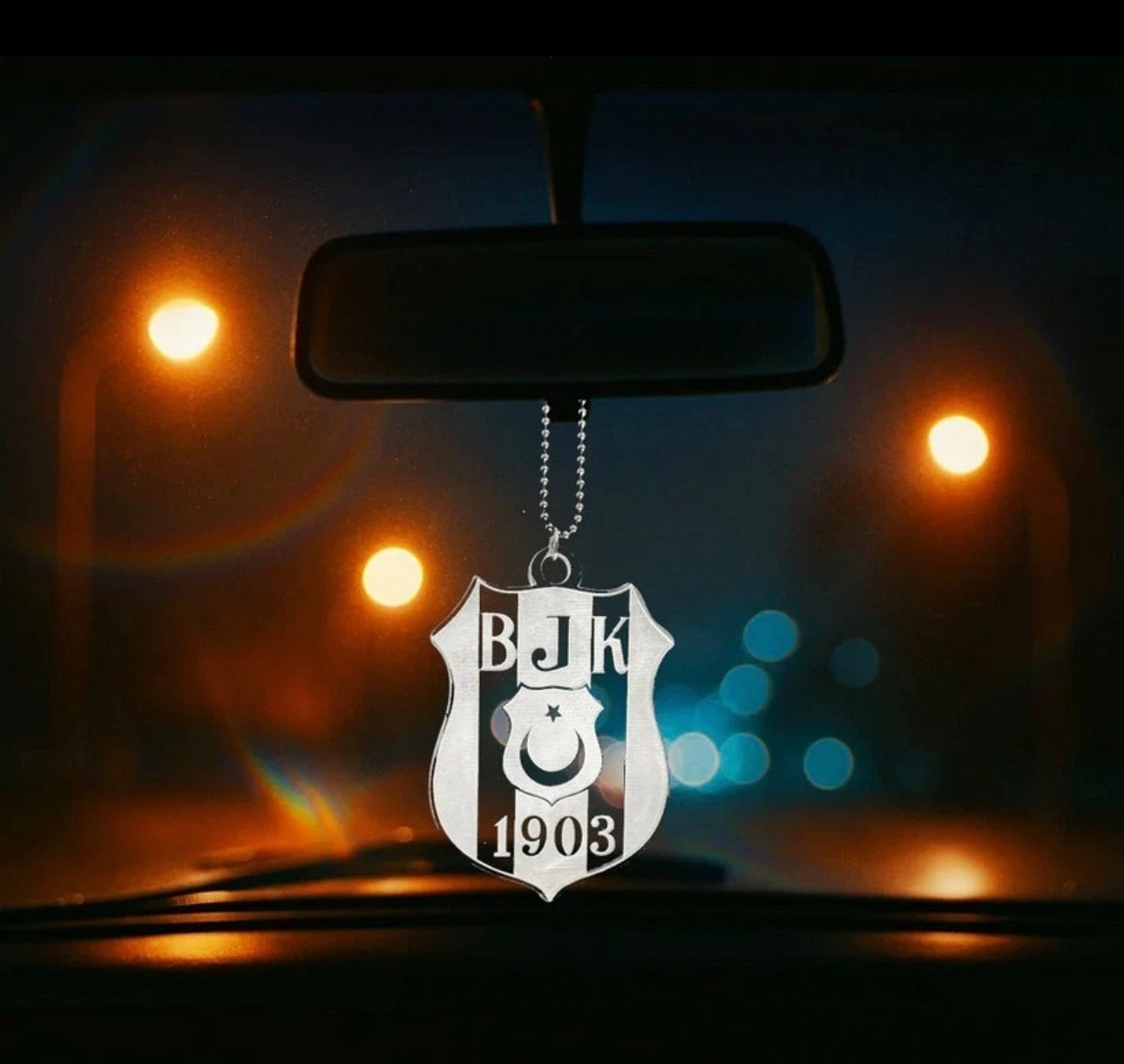 Besiktas 7x6cm Rückspiegel Anhänger Auto Acryl Autoanhänger 30cm Kette