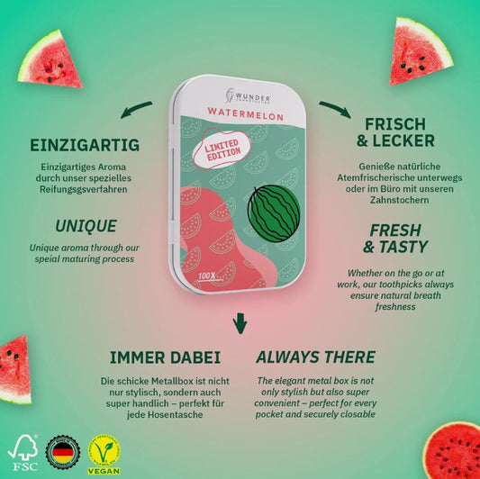Wunder Zahnstocher - Zahnstocher mit Geschmack Wassermelone