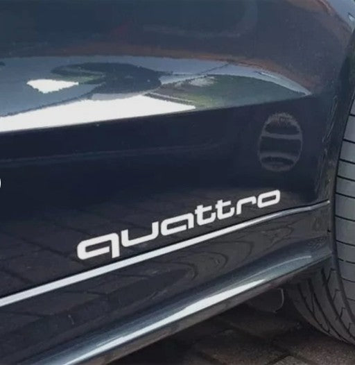 Teilen 2 x quattro Aufkleber Sticker Tuning Auto Decal Aufkleber 2 Stück Schwarz