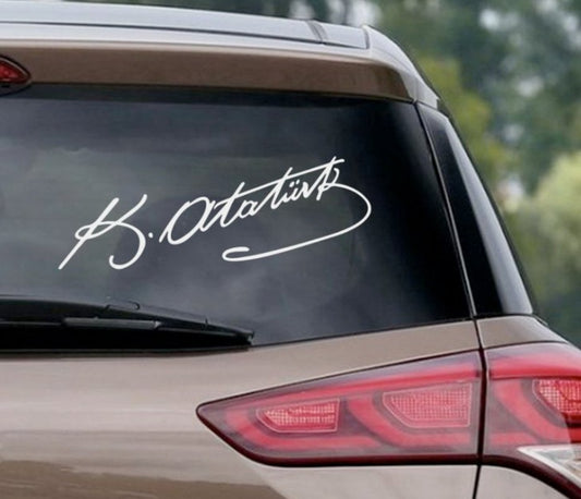 Atatürk Aufkleber Mustafa Kemal Imza Sticker Auto Geschenkidee Ca 16x5cm