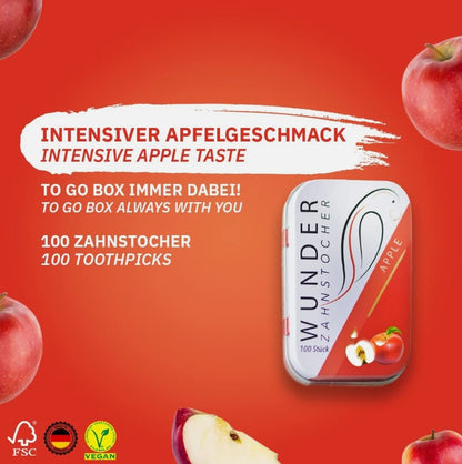 Wunder Zahnstocher - Zahnstocher mit Geschmack Apfel Metallbox