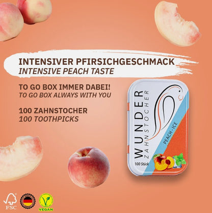 Wunder Zahnstocher - Zahnstocher mit Geschmack Pfirsich/Ice Metallbox