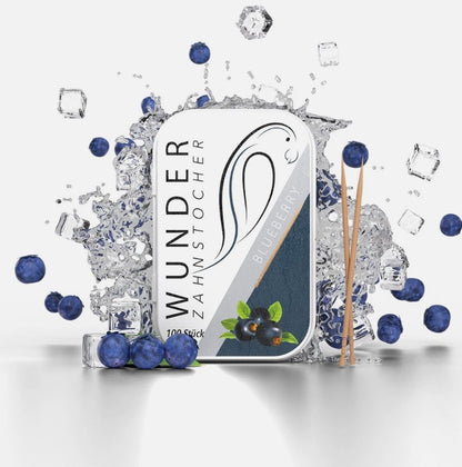 Wunder Zahnstocher - Zahnstocher mit Geschmack Blaubeere Metallbox