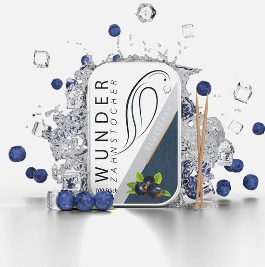 Wunder Zahnstocher - Zahnstocher mit Geschmack Blaubeere Metallbox