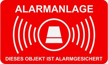 10 Stück Aufkleber Alarmanlage 5cmx3 cm alarmgesichert wetterfest & UV Schutz