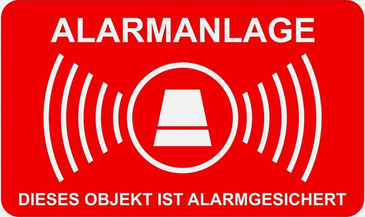 10 Stück Aufkleber Alarmanlage 5cmx3 cm alarmgesichert wetterfest & UV Schutz