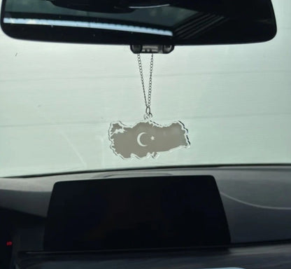 Türkei Transparent  Autospiegel Anhänger + Kette Türkiye Türk ca. 10x5cm