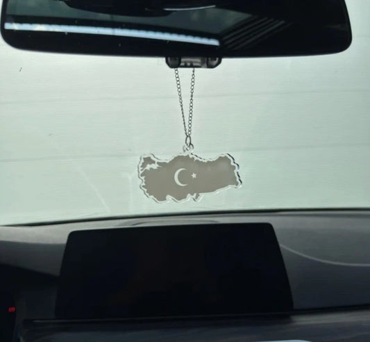 Türkei Transparent  Autospiegel Anhänger + Kette Türkiye Türk ca. 10x5cm