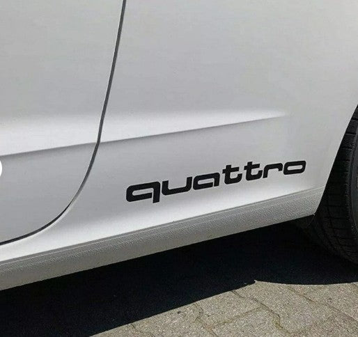 Teilen 2 x quattro Aufkleber Sticker Tuning Auto Decal Aufkleber 2 Stück Schwarz