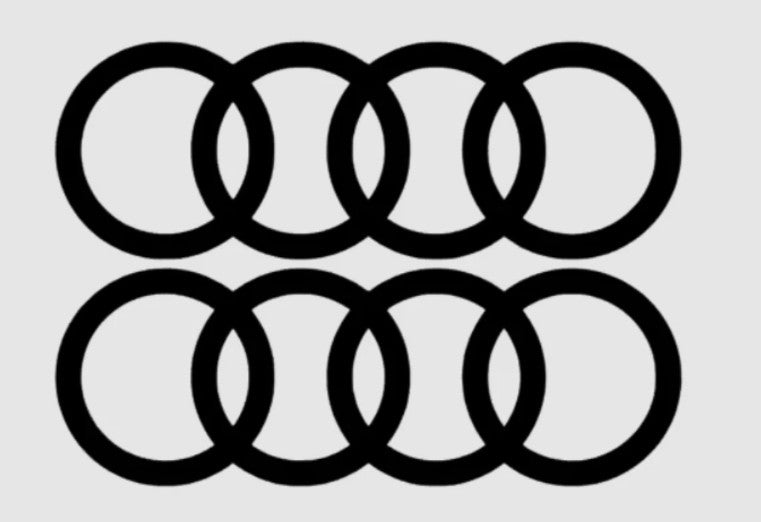 Audi Dekorfolie (2xStk) 15x5 Audi Ringe Aufkleber KFZ Auto Schwarz/Weiss