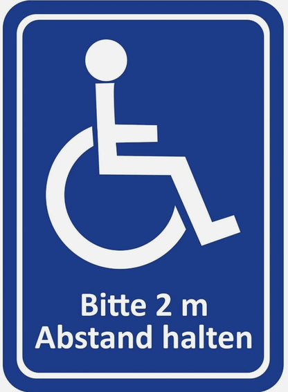 Behinderten Aufkleber Rollstuhlfahrer 2m Abstand halten Sticker Autoaufkleber