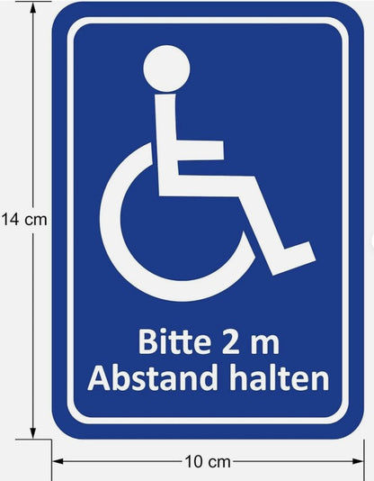 Behinderten Aufkleber Rollstuhlfahrer 2m Abstand halten Sticker Autoaufkleber